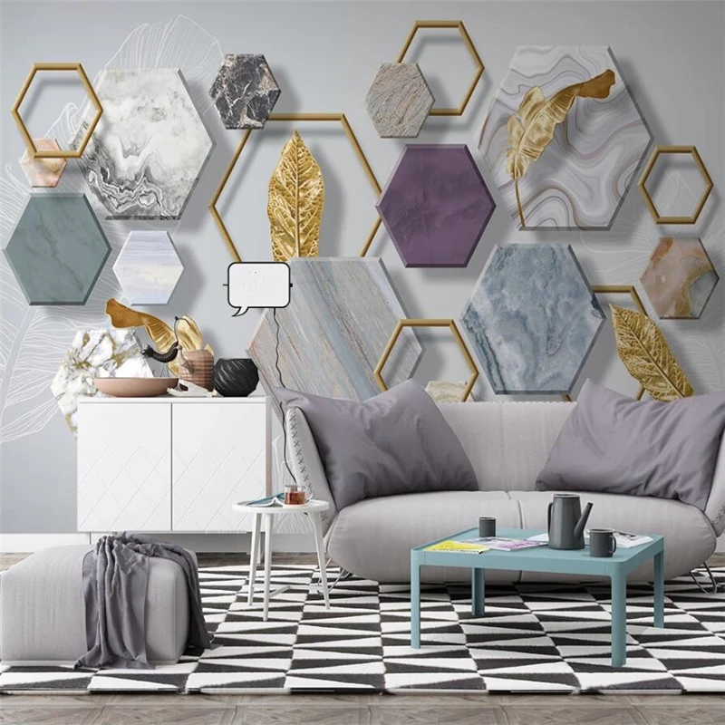 Tapet personalizat 3D murală Nordic minimalist piatra geometrie foita de aur living TV de perete de fundal pictura murală 3d tapet