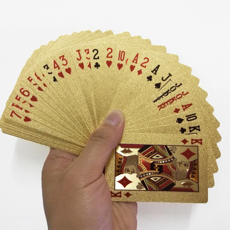 Aur de 24K Carti de Joc Poker Joc de Punte Folie Set de Poker de Plastic Carte de Joc Impermeabil Carduri de Magie Jugando O Las Cartas en-Gros