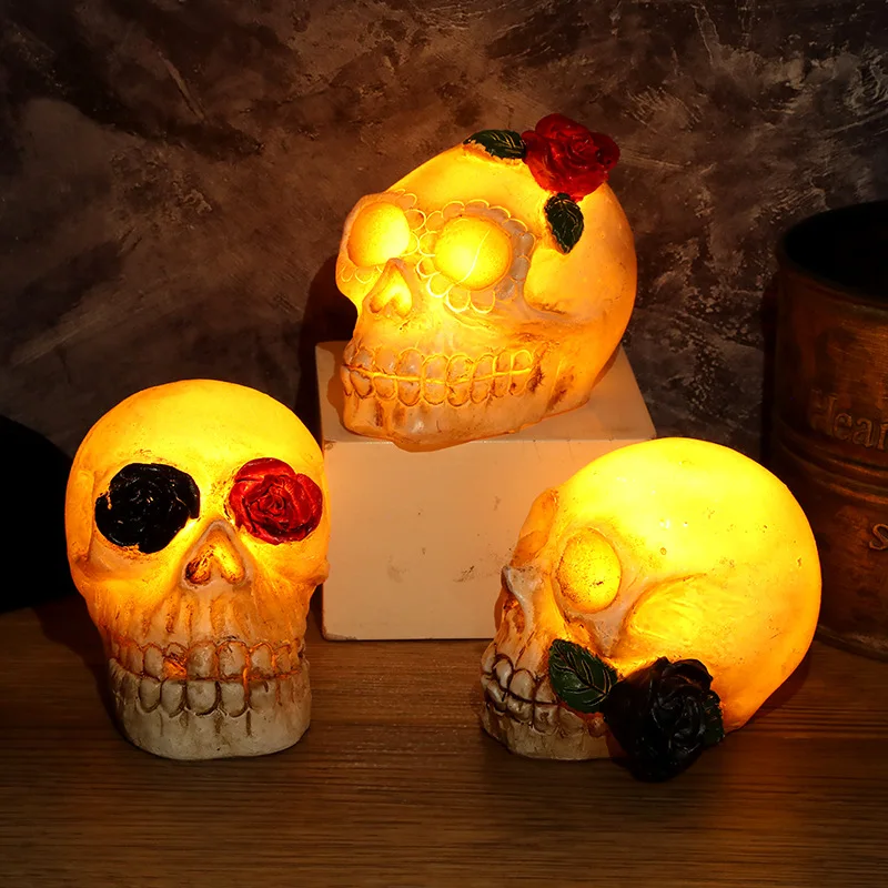 Halloween Artificială Cap de Craniu a CONDUS Lumina de Groază Schelet Lumina de Noapte Decor de Halloween Înfricoșător Recuzită Petrecere Acasă masa Decor de Masă