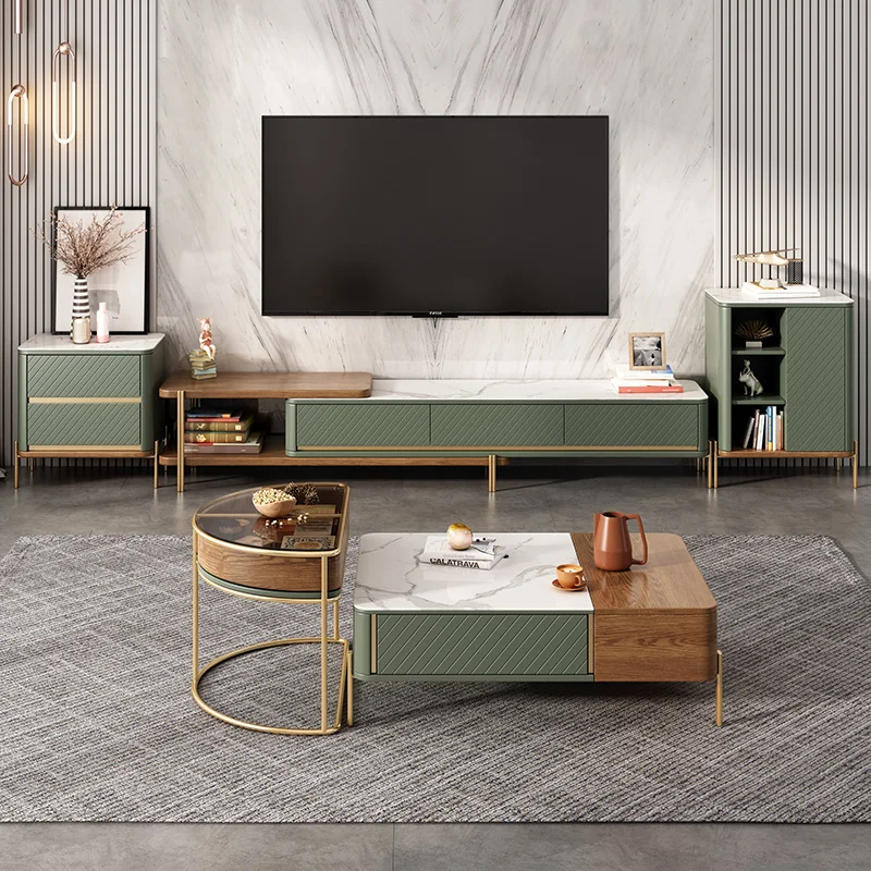 Nordic de Lux Piatra Masă de Cafea, TV Cabinet Combinație de Design Modern, Simplu, Mici Multifuncțional Mobilier Camera de zi WW50