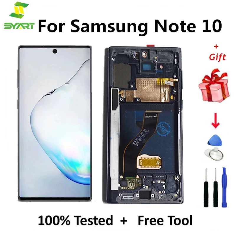 100% Test SUPER AMOLED Ecran LCD Pentru Samsung Galaxy Note 10 N970 N950F Display LCD Touch Screen Digitizer Cu Cadru