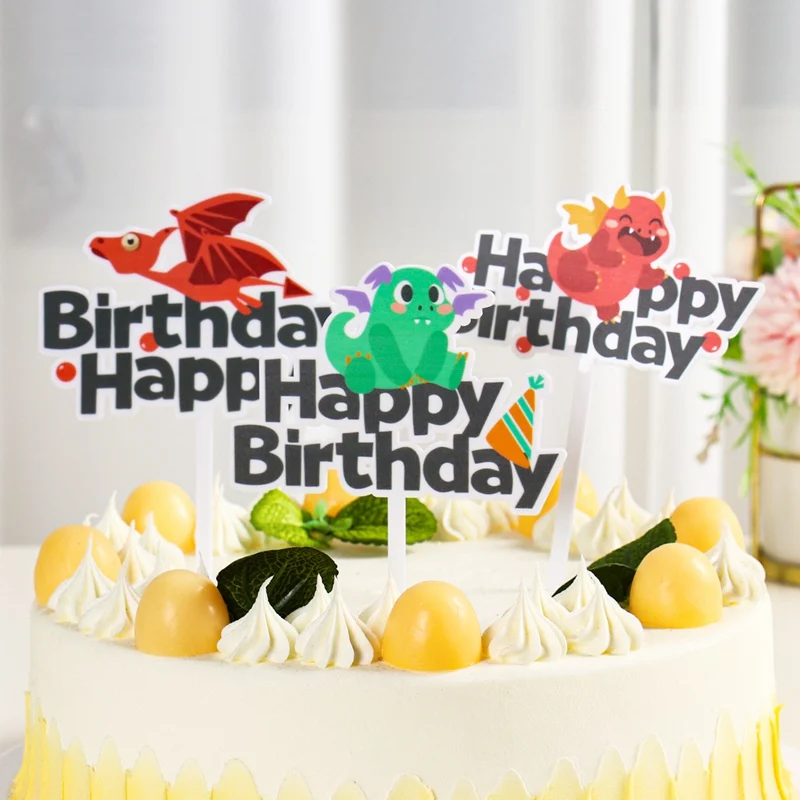Dinozaur Petrecere Decoratiuni Happy Birthday Cake Topper Copii Tort Decor Petrecere Copil De Dus Tort Introduce Topper