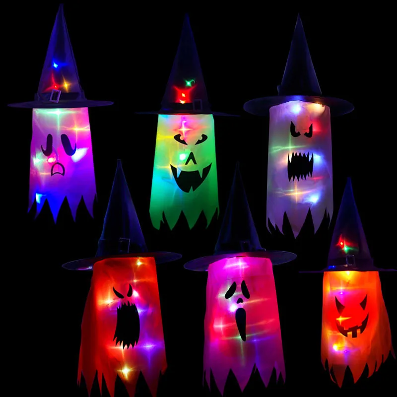 LED-uri Stralucitoare de Culoare Pălărie Vrăjitoare Loc Layout Recuzită Fusta Tiv Wizard Fantomă Pandantiv Cosplay Aniversare de Nunta de Halloween, de Crăciun