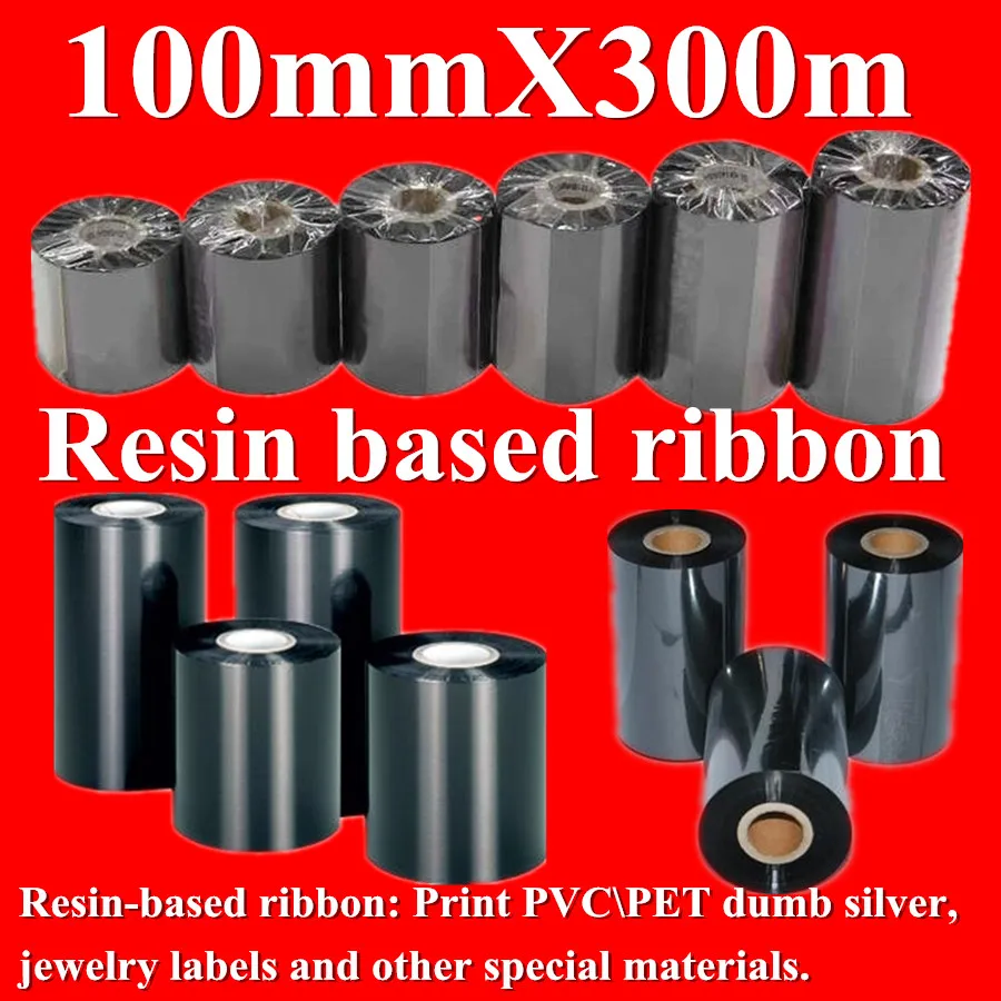 DRVXIN pe bază de Rășini Panglică Negru Latime 100mm 100X300m black Label Printer Ink ribbon Pentru PVC\PET prost bijuterii de argint etichete de Imprimare