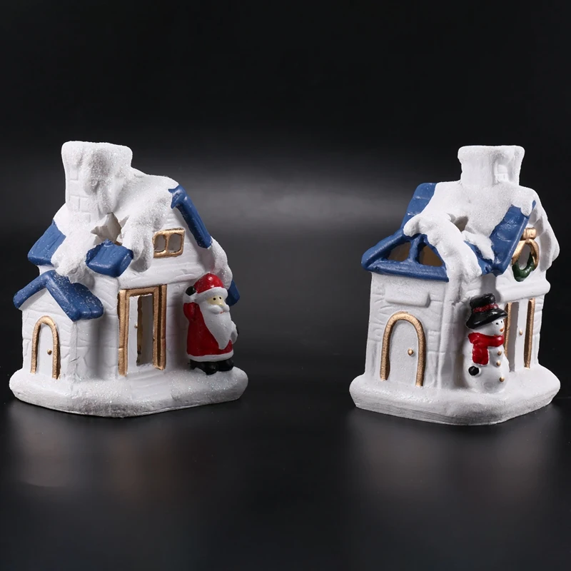 Craciun cu LED-uri de Lumină de Zăpadă Casa Sat Luminos Ornament de Crăciun Figurine Decoratiuni de Craciun Meserii Xmas Decor