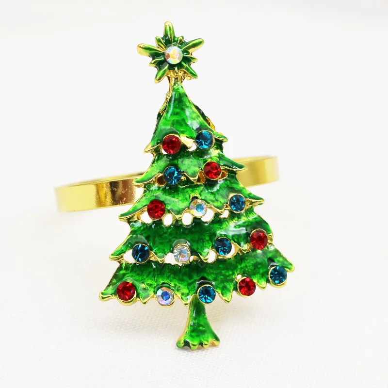8pcs/lot de Crăciun copac verde șervețel catarama de metal inel de șervețel hotel desktop inel de șervețel cârpă decor