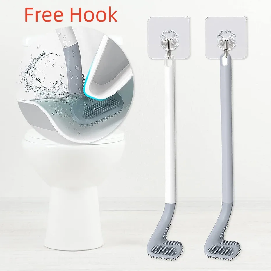 Silicon Perie de Toaletă, Toaletă Perie Montat pe Perete cu Cârlig de Perete Sticky Cârlig Instrumente de Curățare WC, Accesorii de Baie Cadou Cârlig