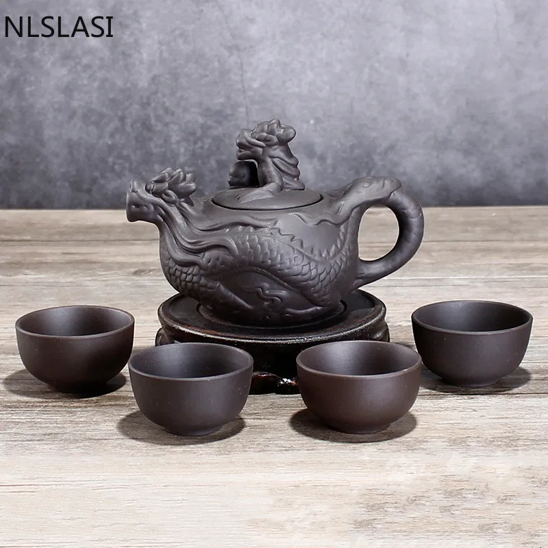 5 buc/set Autentice Yixing set de ceai handmade Mov lut oală de ceai set de uz Casnic ceai infuser ceai chinezesc teaware Ceremonia Ceaiului Cadou