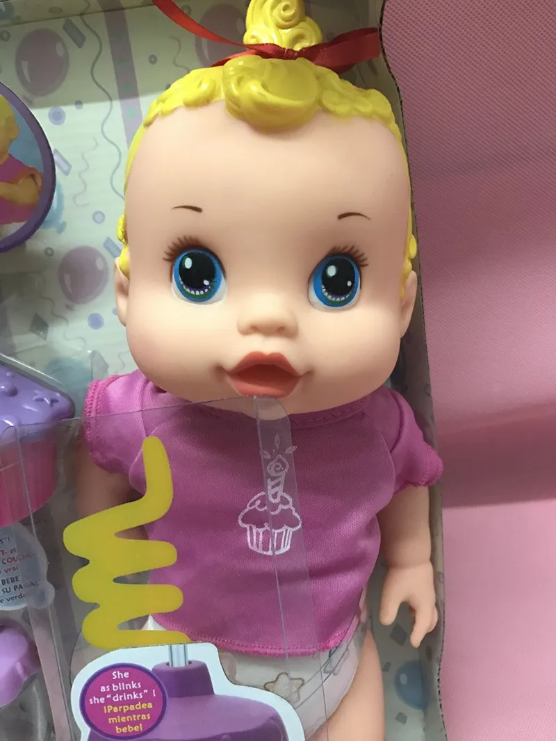 [Funny] Simulare de moda 35cm Poate aspirare apa,Bea,suflă în lumânare,poate face Pipi model de păpușă de paie Renăscut Baby Dolls jucarii