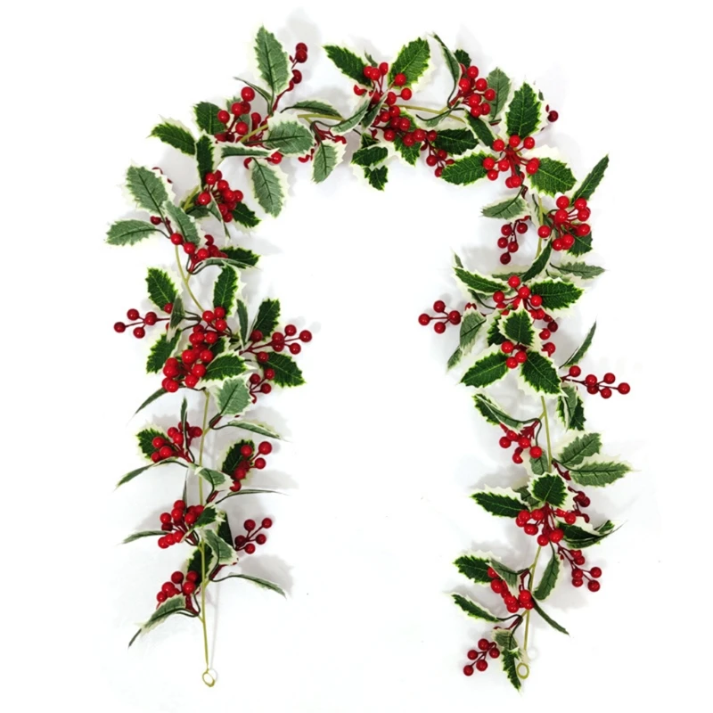 175cm de Crăciun Artificial de Viță de vie de Flori de Mătase Șir Red Berry Crăciun Garland Ghirlandă