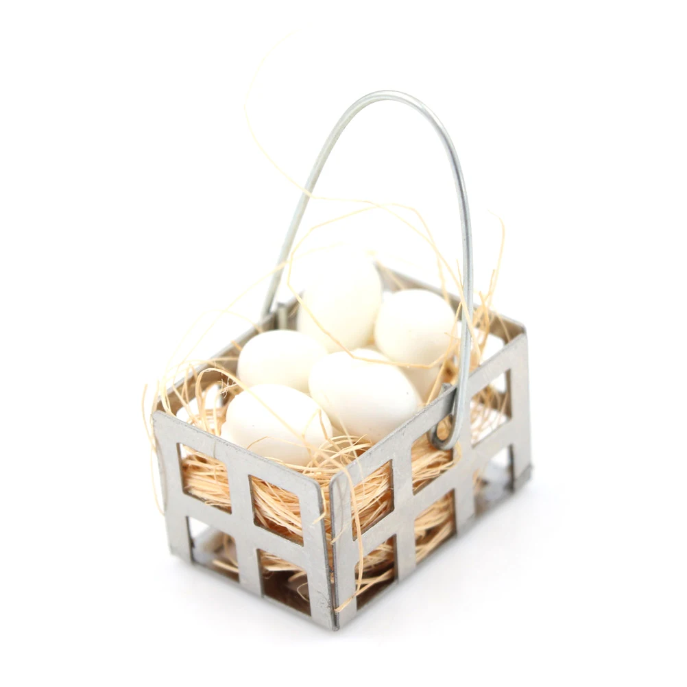 1:6 1:12 Păpuși Coșul cu Ouă Papusi Casa Bucătărie Alimente in Miniatura Ouă Albe Decor Mobilier DIY Jucarii pentru Copii