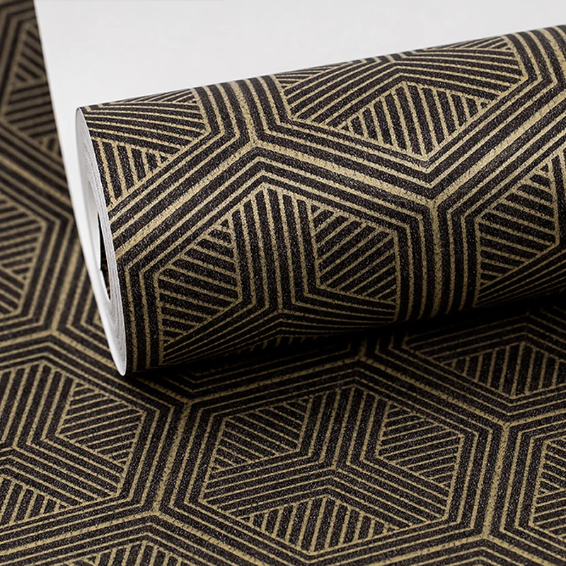 Aurul negru Grila Geometrice Tapet pentru Camera de zi Dormitor Zăbrele cu Model Modern, Design Carouri Perete Rola de Hartie Decor Acasă