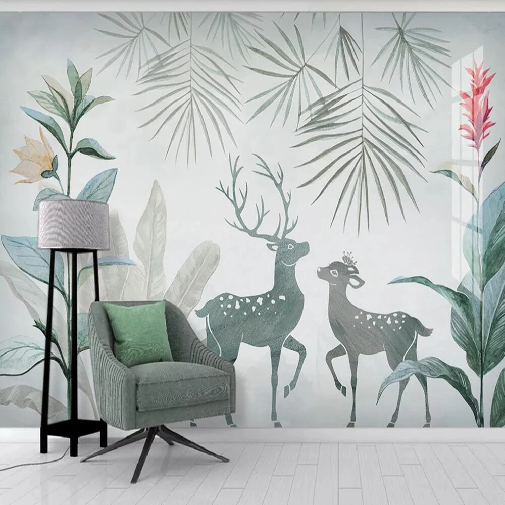 Milofi personalizat mare tapet mural Nordic minimalist modern, creativ planta verde frunze de perete decor pictura