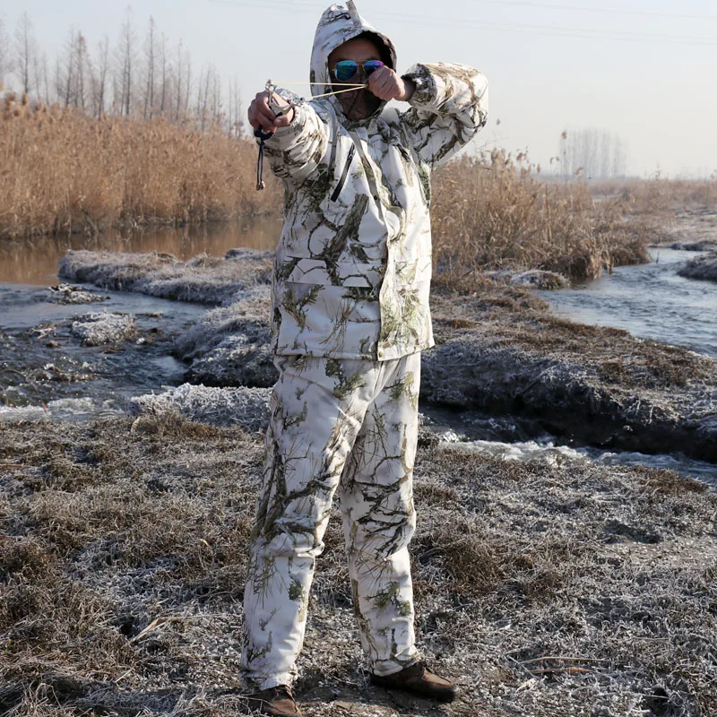 Omul De Iarnă Zăpadă Alb Jacheta Camuflaj Pantaloni Costum Impermeabil Fleece Copac Real Bionic Haine De Vânătoare Costum Ghillie
