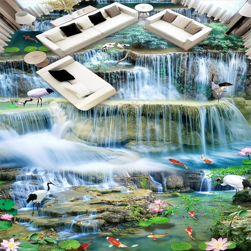beibehang Cascada Râului Foto Personalizate Podea, de Perete de hârtie, Living, Dormitor Etaj 3D Murală din PVC, Auto-adeziv Tapet rezistent la apa