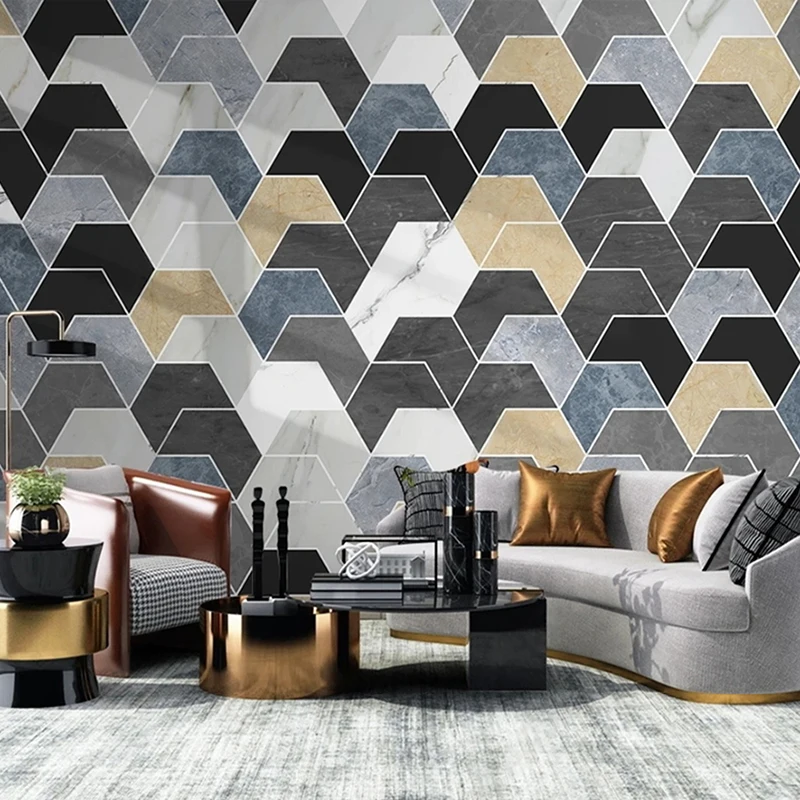 Modern Formă Hexagon Model Geometric Marmură, Tapet Personalizat, Orice Dimensiune 3D pictura Murala de Perete Eco-friendly Home Decor materiale de construcții