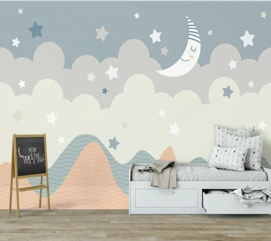 Papel de parede Moderne moon desene animate elan camera copiilor 3d tapet mural,TV camera de zi canapea perete dormitor gazete de perete decor acasă