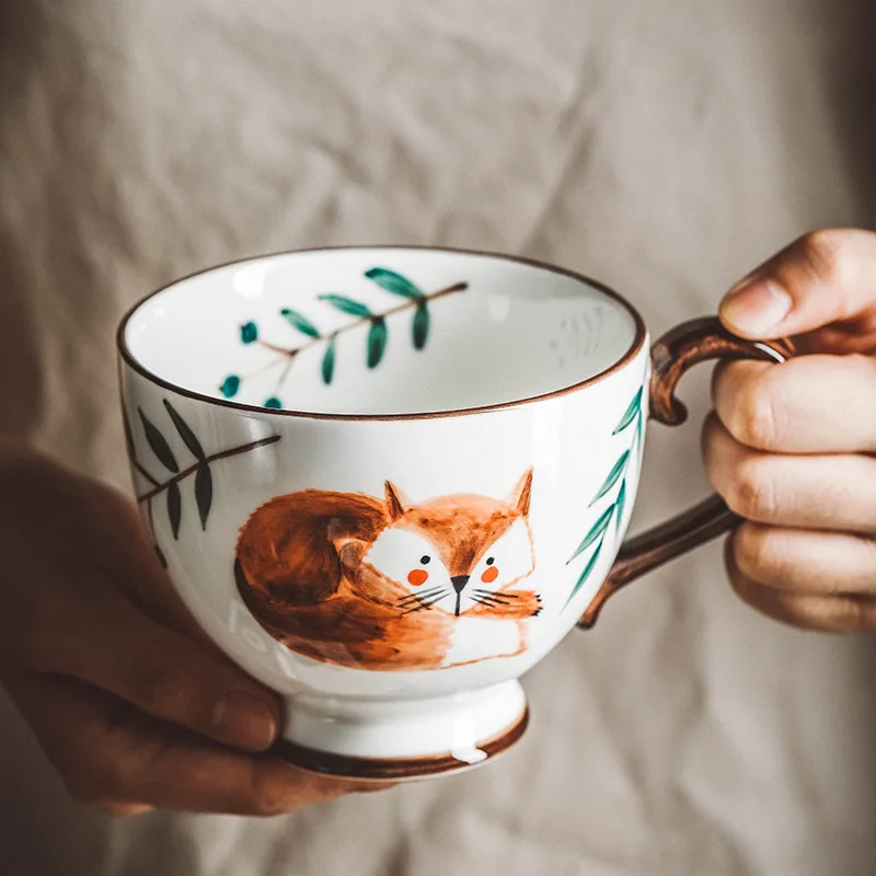 Cana de cafea Retro Stil Nordic Cana de Ceramica de Animale pictate manual micul Dejun Lapte cu Ceai Ceașcă Suc de Băut Bucătărie Drinkware