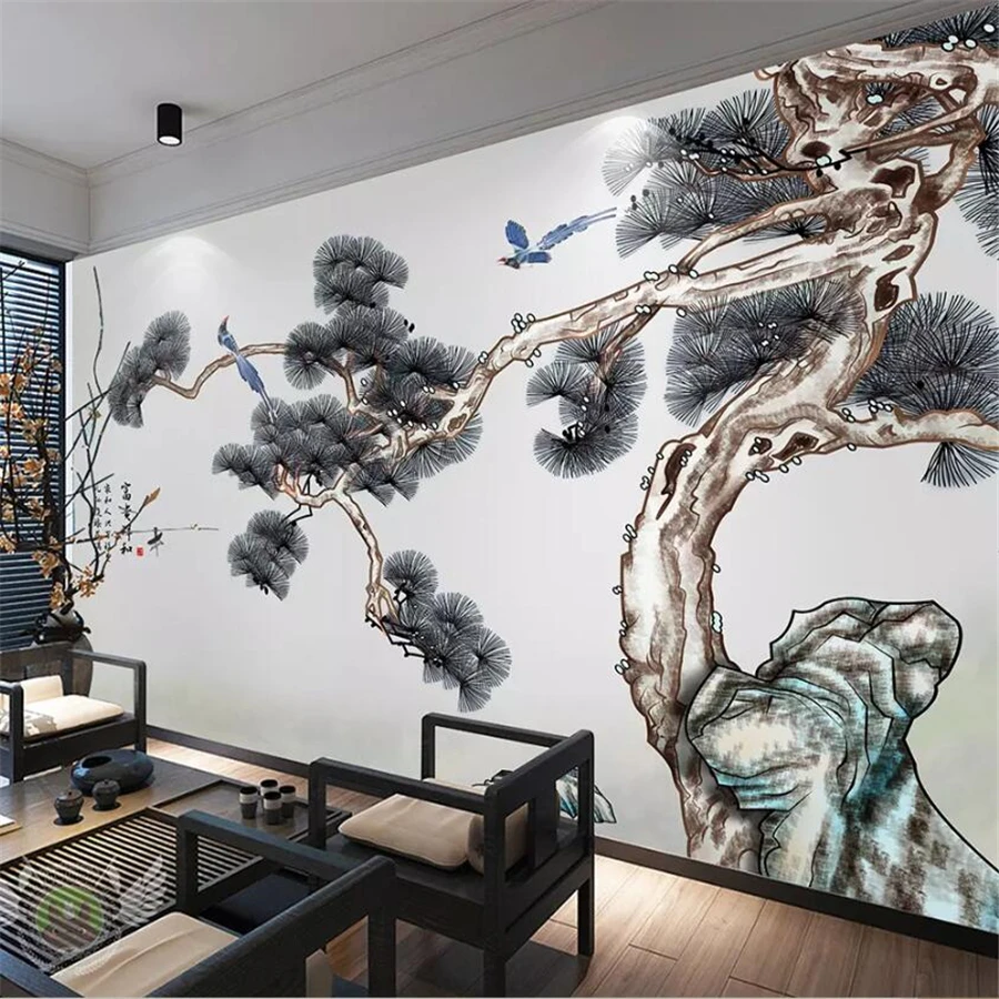 beibehang Personalizat tapet 3d nou de cerneală Chineză peisaj primitor pin pictura Chineză TV tapet de fundal de Papel de parede