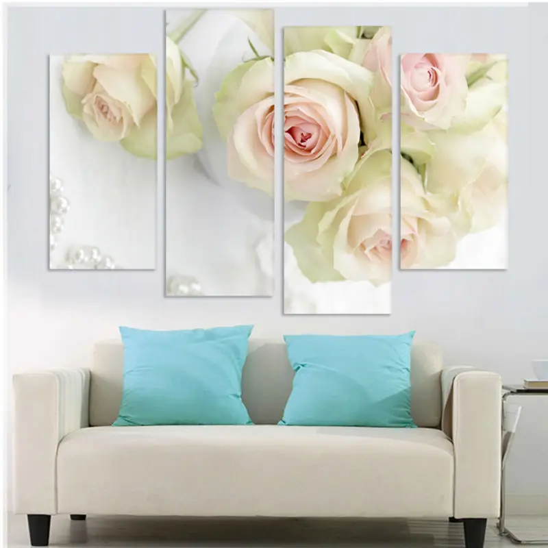 4 panou mare de Imprimare canvas Wall Art trandafiri Frumoase cuadros Decor pictură în ulei Modular imagini de pe hol perete /PT04010