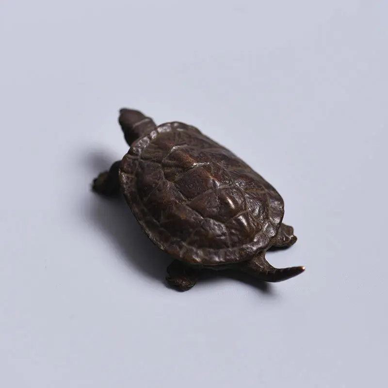Chineză Bronz Cupru Fengshui Avere Turtle Mini Animal Statuie