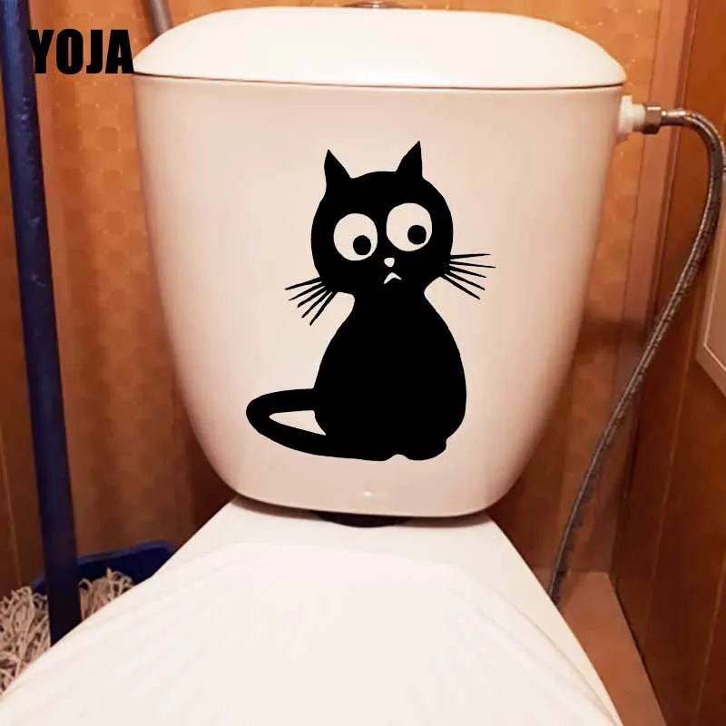 YOJA 17.8X24.4CM Autocolant de Perete Pisica Kitty Dulce Camera pentru Copii Decor Acasă Toaletă Decal T5-0191
