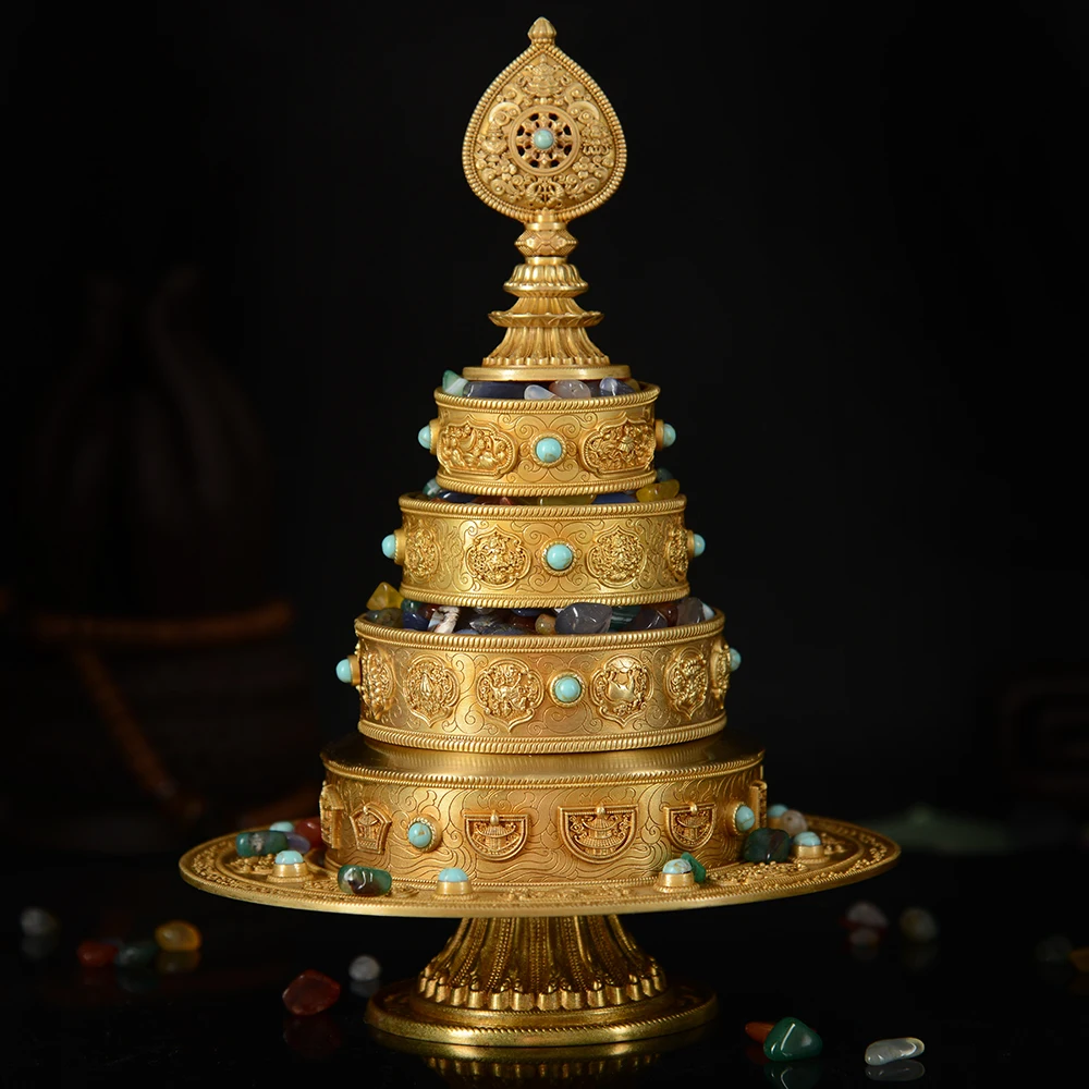 En-gros Budist furnizează -eficace Talisman # Tibetan Treizeci și șapte La opt bun augur Manja Mandala disc aurire statuie