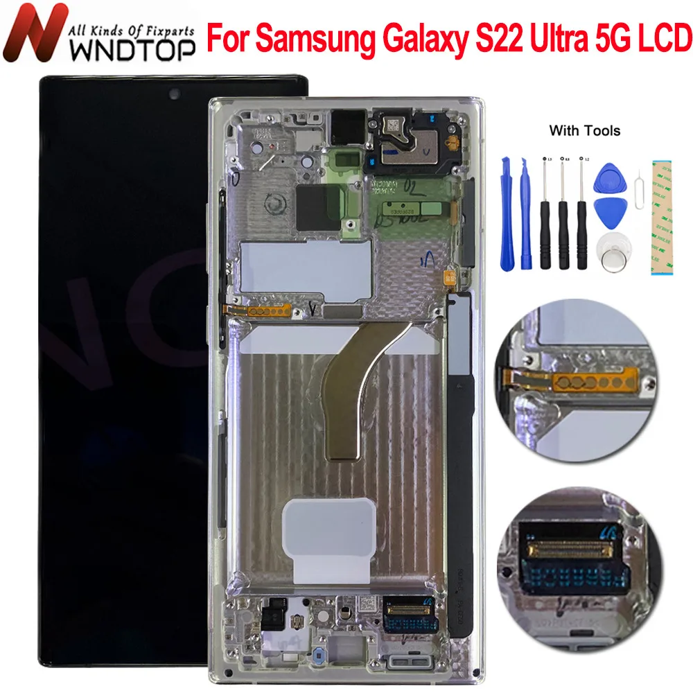 AMOLED Pentru Samsung Galaxy S22 Ultra 5G LCD Touch Ecran Digitizor de Asamblare Înlocui Pentru Samsung S22 Ultra S908B/DS Display LCD