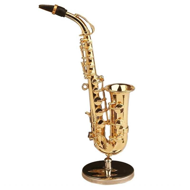 NOI-Cupru Miniatură Saxofon Cu Stand Și Cazul Mini Instrumente Muzicale in Miniatura Păpuși Model Decoratiuni Acasă