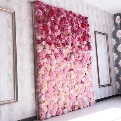 2M x 2M mai recentă roz schimbare treptată trandafiri flori de nunta flori de perete decor decor de Nunta