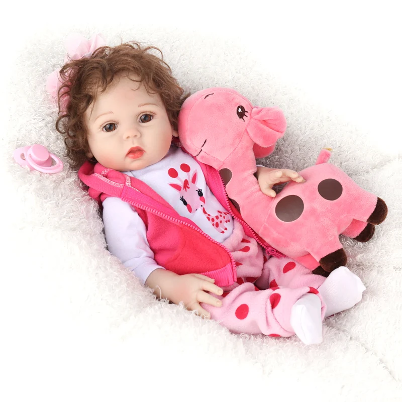 Bebe Renăscut 45cm Plin de Silicon Corpul Renăscut Păpuși Realiste Fată Copilul de Vinil Baby Doll cu Jucarie de Plus si Accesorii Boneca Bebe