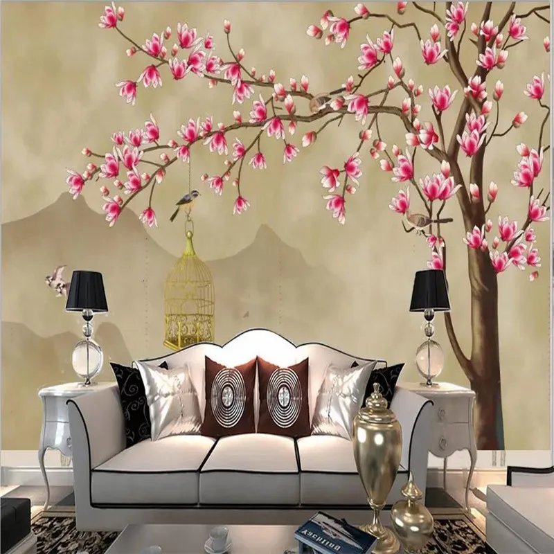 Personalizat Tapet 3D Stil Chinezesc Pictate manual Ruby Orhidee TV de Perete de Fundal Profesională a Face pictură Murală Fotografie Tapet