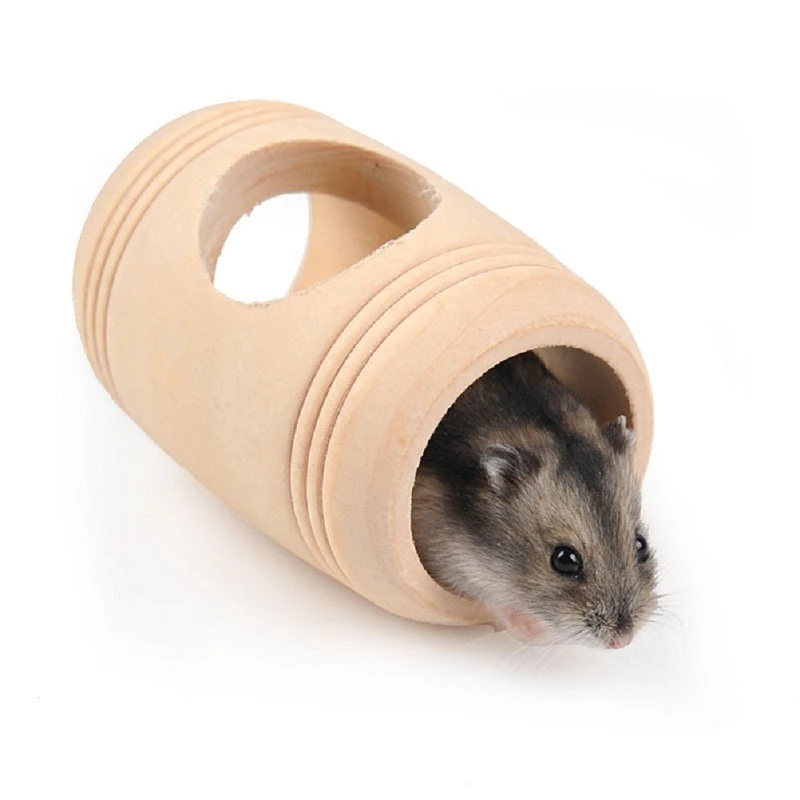 Animale de companie Jucărie 1 Pachet Hamster Casa din Lemn de Butoi de Trei Gaura Design - din Lemn Natural Hamster Jucării - se Odihnească și să se Joace Jucărie de ros