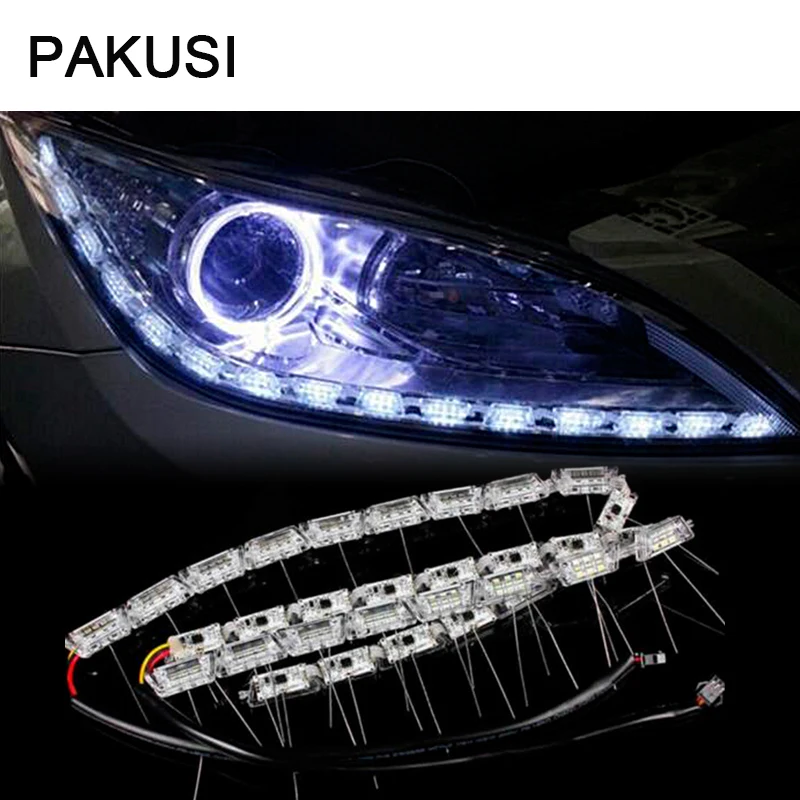 PAKUSI Mașină de Benzi cu LED-uri Lampa de DRL lumini 12V Alb+Galben de semnalizare pentru Volvo XC60 Honda Jazz Suzuki Swift, SX4 Nissan Qashqai, Juke