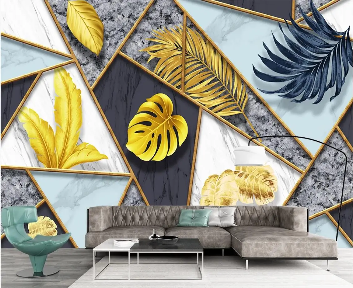 Nordic Geometrice Abstracte Tapet Tropicale cu Frunze de pictură Murală pentru Dormitor Îmbunătățire Acasă Canvas rezistent la apa pictură Murală 3d Hârtie de Perete