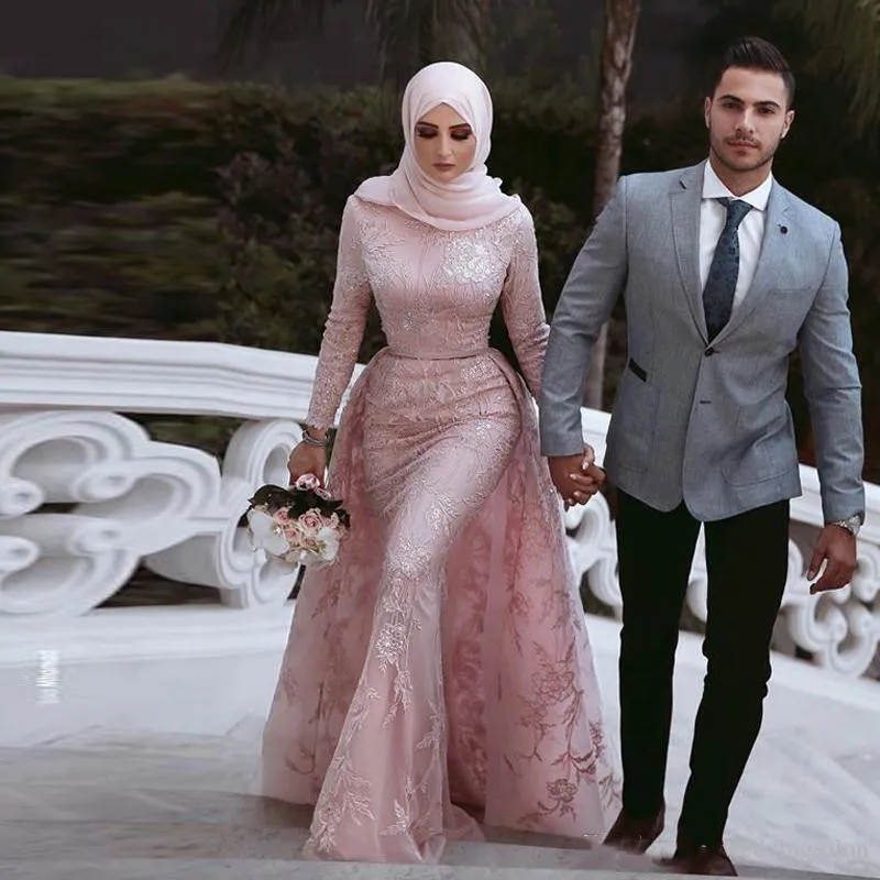 Elegant Dantela Aplicatii Sirena Musulman Seara Veșminte Speciale, Rochii de Ocazie cu Maneci Lungi robe de soirée de mariage Rochii de Bal
