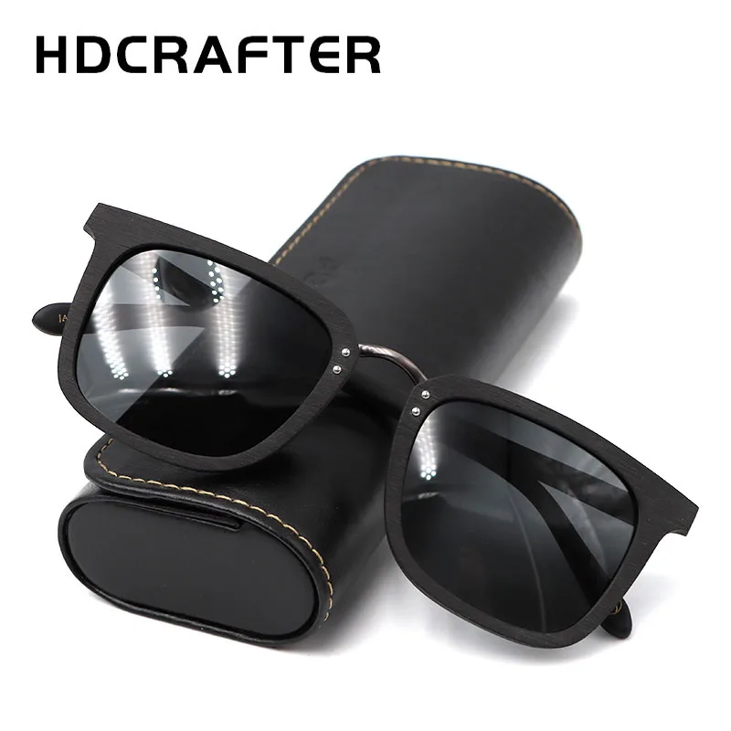 HDCRAFTER 2021 Barbati Pilot ochelari de Soare Polarizat Lemn Oglindă Lentile de Ochelari de Soare pentru Femei Brand Design Pătrat Ochelari Oculos de sol