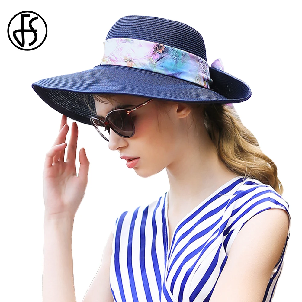 FS Moda de Vara Margine Largă Vizorul Pălării de Soare Pentru Femei Cu Flori de Pânză Bowknot Sunbonnet Doamna de Călătorie Plajă Capac de sex Feminin Sombrero