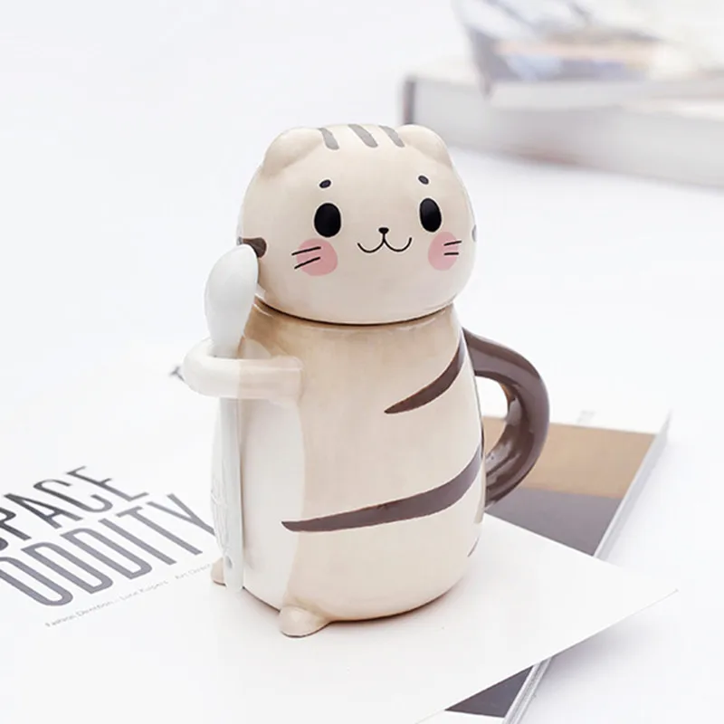 Noi Drăguț Pisica Ceramica Cana De Cafea Cu Lingura Creativ De Pictat Drinkware Lapte, Ceai, Cani Cadouri Inedite
