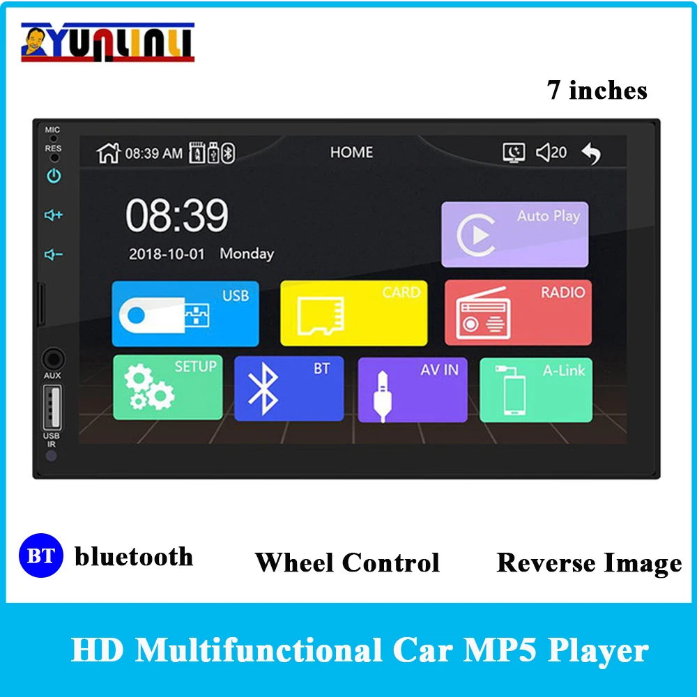 YUNLINLI 2 Din 7 Inch Mașină Player Multimedia HD Ecran Monitor Auto Stereo Auto Suport Radio de Masina de Control pe Volan GPS