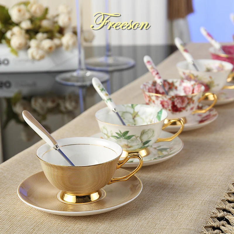 Nobil European bone china ceașcă de cafea fel de mâncare Set de Lingura de 200ml de lux cană ceramică de înaltă calitate de ceai din portelan cana de cafea petrecere bea