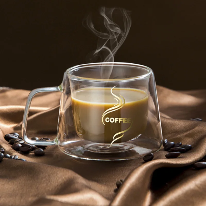 200ml Cană de Cafea Espresso Cup Termică de Sticlă cu Perete Dublu Borosilicată Mare Cani Dublu-Strat Transparent Cupa pentru Cadouri