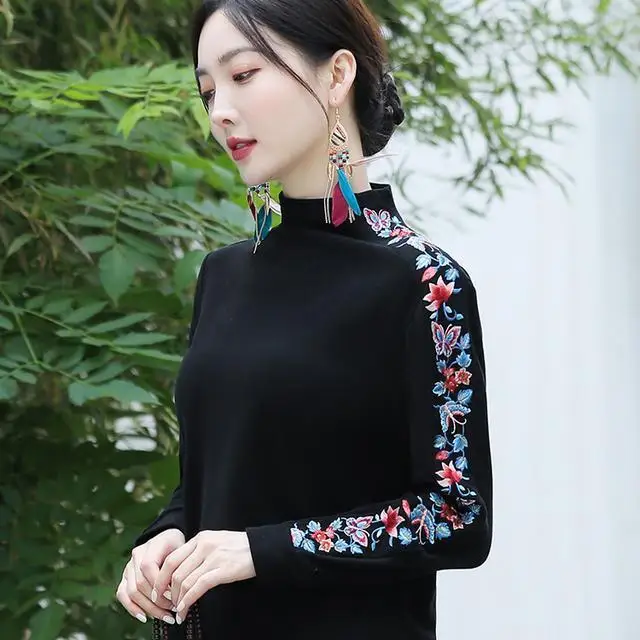 2023 chineză tradițională tricou femei hanfu tangsuits broderie flori de bază tricou elegant oriental stil popular tang costum a613