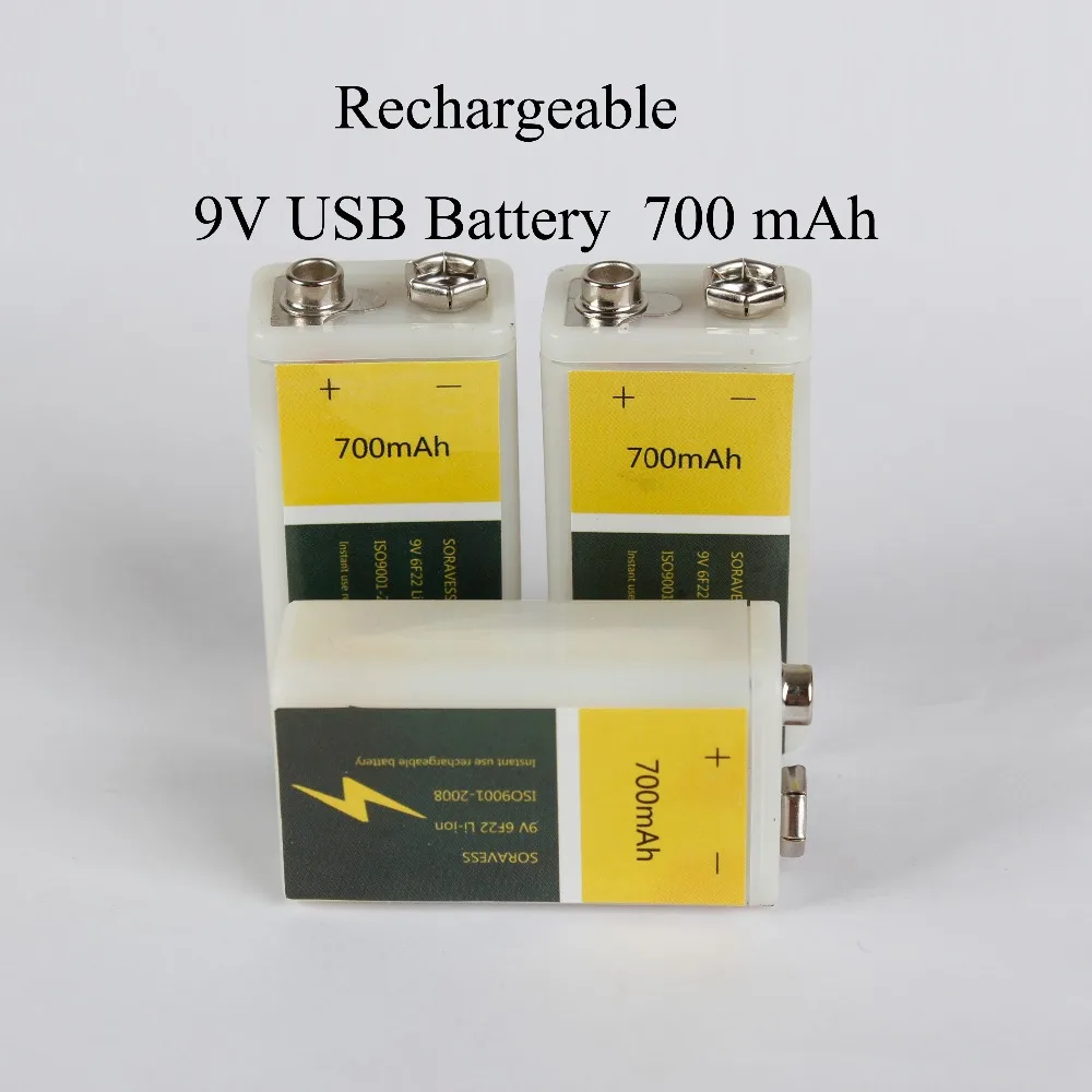 SORVESS 6F22 baterie Reîncărcabilă Li-ion 9V Usb Baterie Litiu-Ion 700mAh Li-ion Pentru Microfon wireless de Chitara EQ Alarma de fum