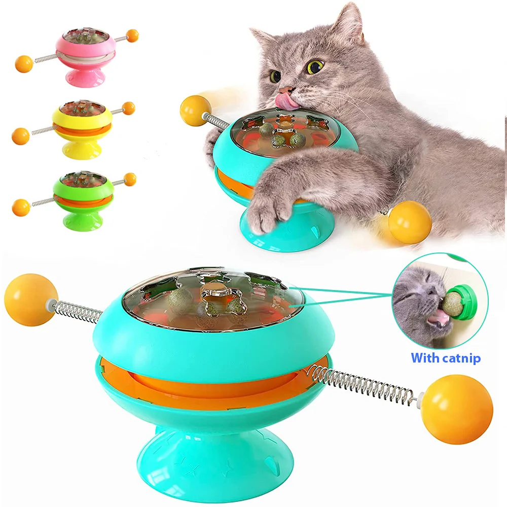 Pisica Jucarii Interactive Moară De Vânt Bile Rotative Cu Catnip Placă Turnantă Joc De Formare Jucărie Amuzant Lent Alimentator Pisica Pisoi Alimentare
