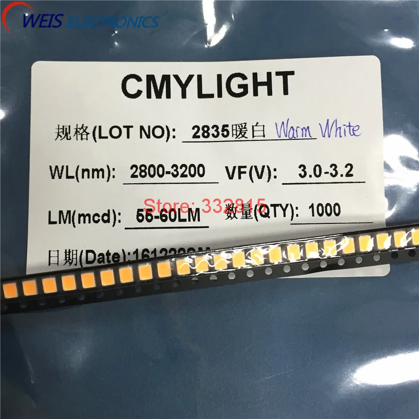 100BUC 2835 alb Cald 2.8*3.5 mm SMD LED 2800-3200K 3.0-3.2 V 55-60lm 0.5 W Lumina Super-luminos margele transport Gratuit