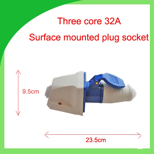 32A 220V rezistent la apa industrială plug-and-socket IP44 singură fază 3 pini și de suprafață montat priza