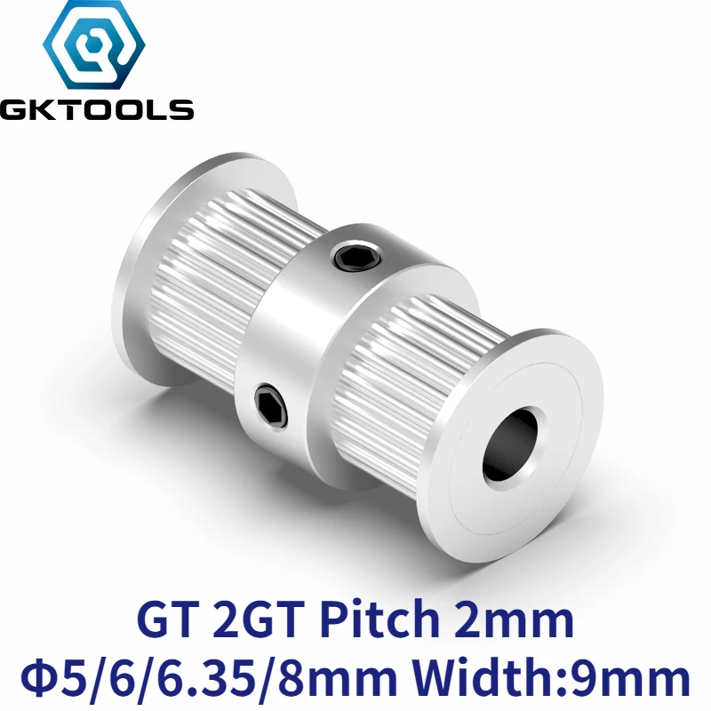 GKTOOLS GT2 2GT 20 de Dinți Cap Dublu Scripete de Aluminiu Alezaj 5mm 6mm 6,35 mm 8mm Lățime 6mm Calendarul pentru Imprimantă 3D