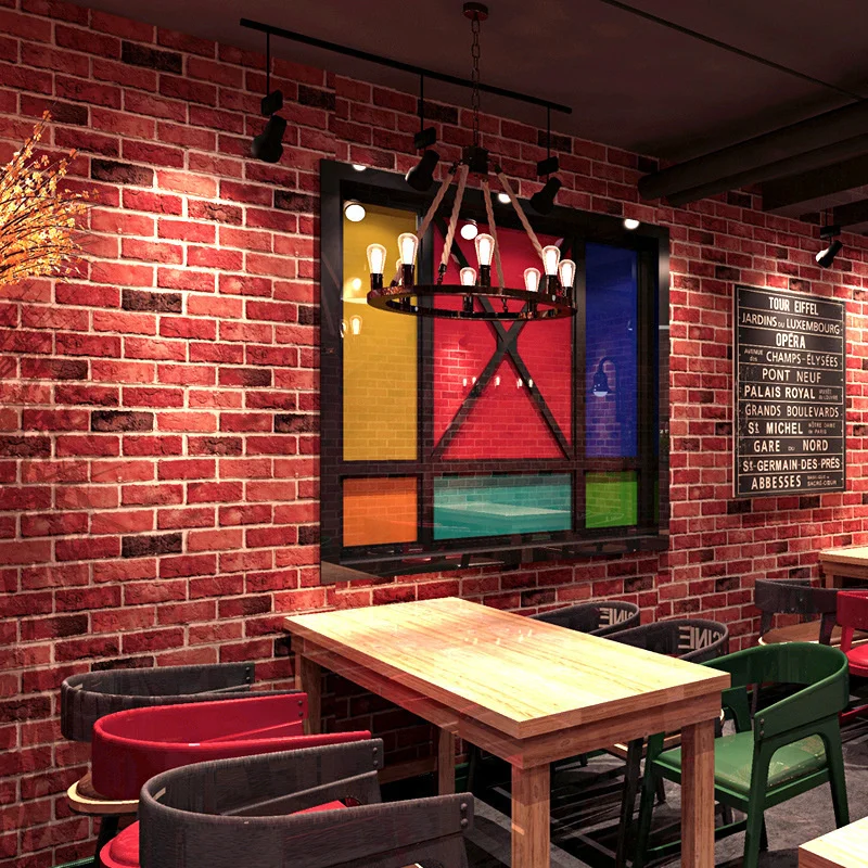 3D tridimensional nostalgic model de cărămidă cărămidă roșie tapet restaurant Chinezesc magazin de îmbrăcăminte de fundal perete de caramida