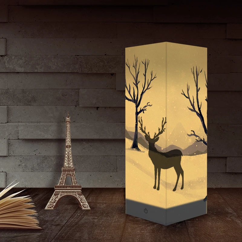 Accesorii de birou 3D Hârtie Lampa de Zăpadă și Cerb Noapte reptului Led-uri Decorative Noptiera Umbra Lămpi De Crăciun Cadou de Ziua de nastere